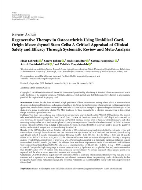 Regenerative Therapy in Osteoarthritis Using Umbilical Cord MSCs